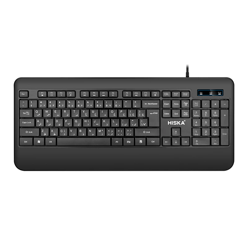 کیبورد سیمی هیسکا مدل HX-KE205 با 104 کلید نرم و راحت، عمر کلید 5 میلیون ضربه، طول کابل 1.4 متر، اتصال USB، بدنه پلاستیک ABS، مناسب استفاده خانگی و اداری